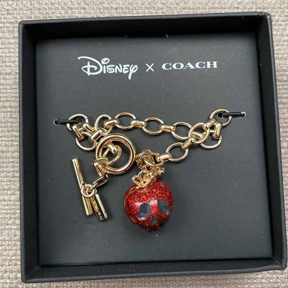 Disney x Coach poison apple Bracelet with Red Apple Charm gold/red style CD810